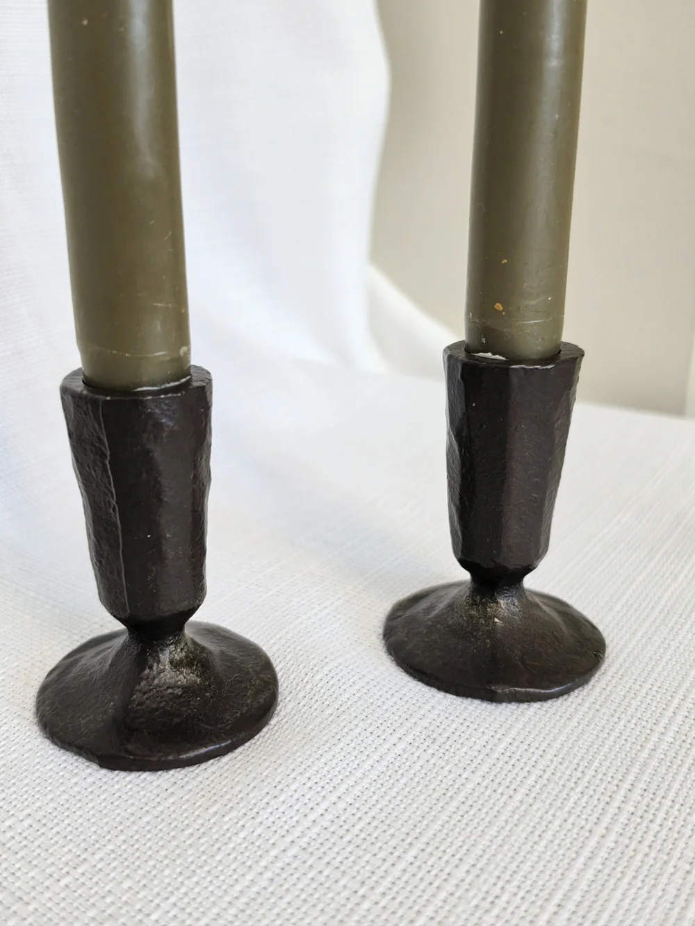 Primitive Cast Metal Candlestick Holders 3